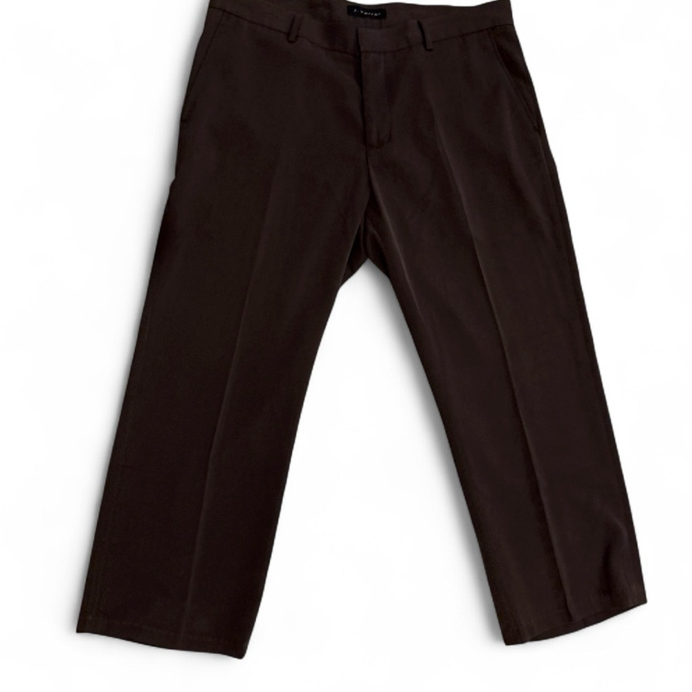 J Ferrar Brown Wide Leg Trousers 36x26 Retro Style Button Flap Welt Pockets